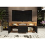 Shine 160cm TV Unit LED - Oak & Black Matt Doors